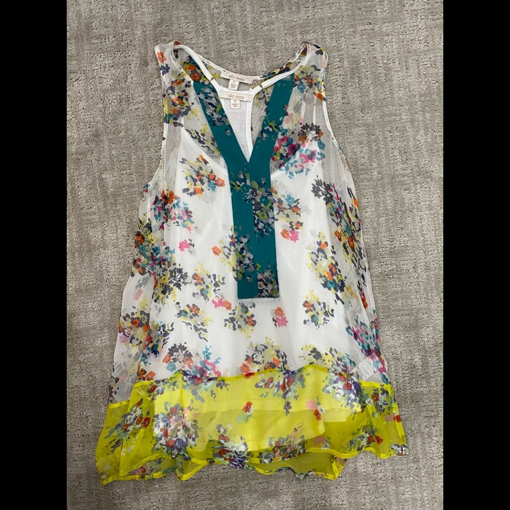 ELLA MOSS gorgeous XS top - greens, yellows, multi